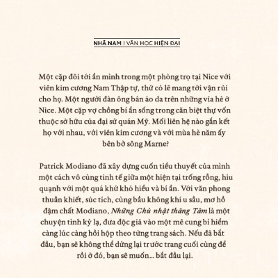 Sách - Những chủ nhật tháng Tám (Patrick Modiano) (Nhã Nam Official) 