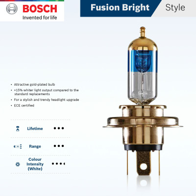 Bóng Đèn Tăng Sáng Bosch H3 12V 55W Fusion Bright 3300K (Hộp 2 Bóng)