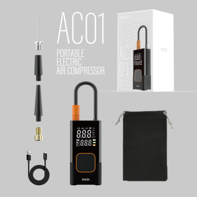 WISEZEN Bơm hơi di động – Sử dụng đa năng, bơm nhanh trong 3 phút, giám sát áp suất lốp an toàn.