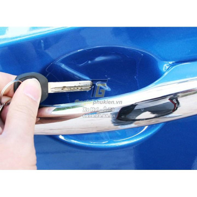Bộ ốp tay nắm cửa xe Mazda 3 mạ Crom - Tặng miếng dán trong suốt chống xước hõm cửa