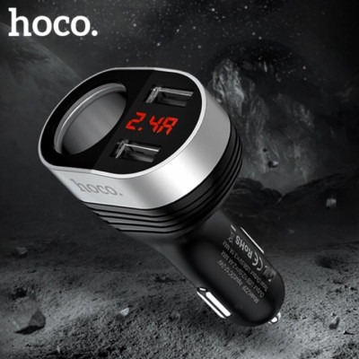Bộ chia tẩu sạc dùng cho ô tô, xe hơi nhãn hiệu Hoco Z29,  Đầu vào: DC12 - 24V, Đầu ra: USB1/2DC5V/2.4A,ổng đầu ra 2 cổng USB: DV5V/3.1A Max ,  Đầu ra 2 lỗ tẩu sạc: 96W Max , Hàng nhập khẩu
