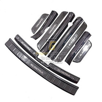 COMBO Nẹp bước chân và ốp chống trầy cốp Hyundai Elantra 2017-2020 vân Carbon