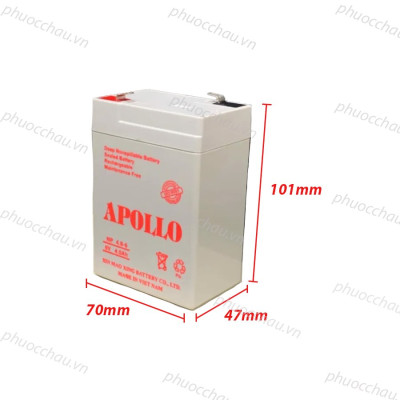 Ắc Quy Apollo NP4-6  6V-4AH, Bình ắc quy khô 6V cho xe điện trẻ em ,đèn khẩn cấp, quạt sạc