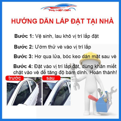 Vè mưa Kia Moring 2012-2020 vè đen che mưa bảo vệ trang trí xe