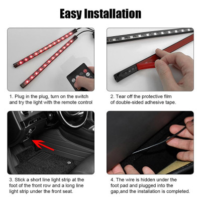 Bộ Đèn LED nội thất nhiều màu nguồn tẩu sạc gắn gầm xe có Điều Khiển App điện thoại tiếng việt bật theo nhạc, mờ đậm