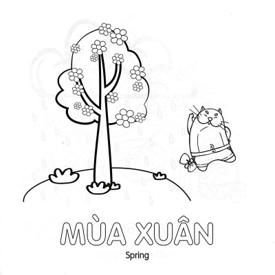 Tô Màu Cùng Mèo Thông Thái - Song Ngữ Việt-Anh - Bốn Mùa (Dành Cho Trẻ Từ 3-5 Tuổi)