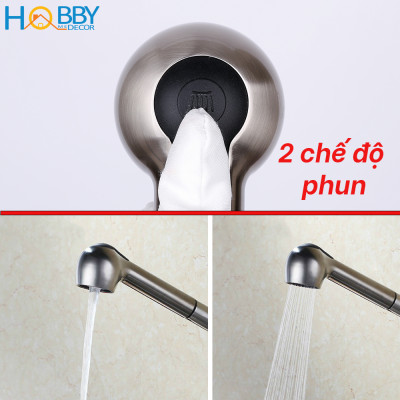Vòi rửa chén nóng lạnh dây rút inox 304 mẫu thấp Hobby Home Decor VDR2