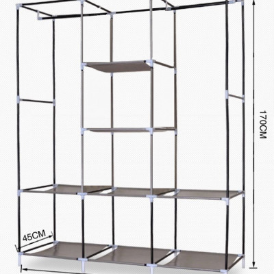 Tủ quần áo 3 buồng 8 ngăn cao cấp thế hệ mới, Tủ vải quần áo khung Inox vững chắc chất lượng cao - Hàng chính hãng D Danido