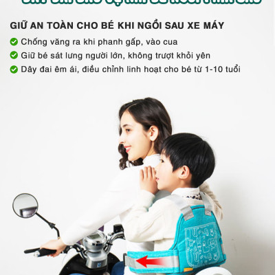Đai An Toàn Cho Bé Đi Xe Máy OFFICE CHILL Bảo Vệ Bé Ngồi Trước Hoặc Sau Phù Hợp Từ 1 Đến 10 Tuổi