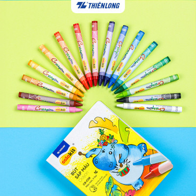 Bút sáp màu Thiên Long Colokit 16 màu mịn, ít bụi, đều màu tiêu chuẩn Châu Âu an toàn cho trẻ em tô màu, vẽ tranh CR-C08