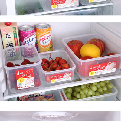 Combo 4 hộp nhựa chữ nhật bảo quản thực phẩm Inomata (Full size) - Có khóa nắp 4 chiều