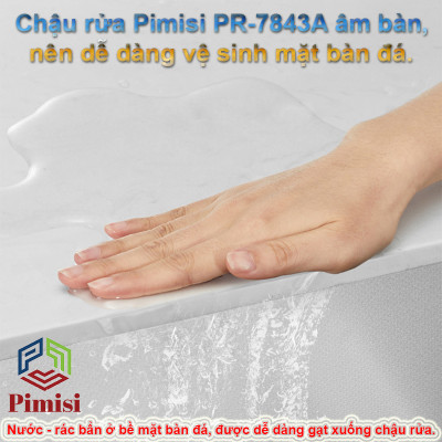 Bồn Rửa Chén Âm Bàn Pimisi PR-7843A Inox 304 Chống Xước - Bám Bẩn, Đơn 1 Hố To Kèm Xi Phông Gắn Bàn Đá Bếp | Chính Hãng