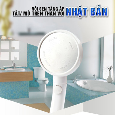 Vòi nước hoa sen áp lực Nhật bản, tiết kiệm nước, gật gù, cổ xoay 360 độ, có nút tắt mở Stop trên thân vòi tiện lợi Mihoco 122