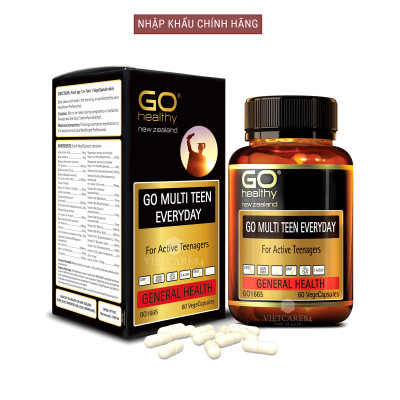 Viên uống dành cho tuổi teen nhập khẩu chính hãng New Zealand GO MULTI TEEN EVERYDAY (60 viên) bổ sung 32 vitamin, khoáng chất và một số dưỡng chất hỗ trợ duy trì và tăng cường sức khỏe cho trẻ ở tuổi tăng trưởng, tuổi dậy thì