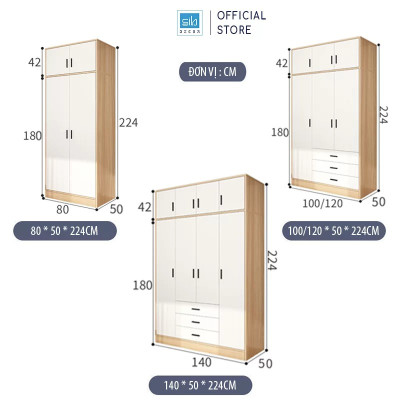 Tủ Quần Áo Màu Trắng Phối Vân Gỗ Sồi Nhiều Ngăn Đa Năng Thương Hiệu SIB Decor TA11