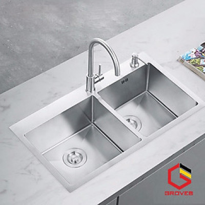 CHẬU RỬA BÁT, CHÉN INOX 2 HỐ CÂN GRBC8245C