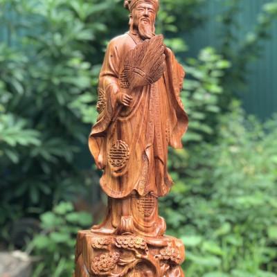 Tượng khổng minh ( Gia cát lượng ) Bằng gỗ hương đá kt cao 60×15×16cm 