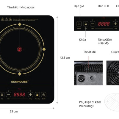 Bếp Hồng Ngoại Sunhouse SHD6014Đ - Đen - Hàng chính hãng
