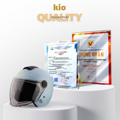 Mũ Bảo Hiểm Nửa Đầu Kio SafeStyle Metro KN10K, Kính Âm Phủ Nano Chống Tia UV, Lưỡi Trai, Thông Gió