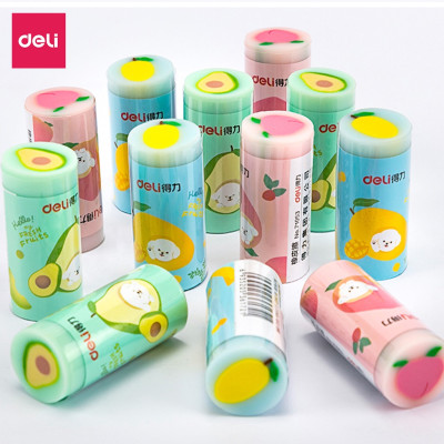 Tẩy hình trụ Deli hình vẽ hoa quả nhiều màu - Hồng/ Xanh dương/ Xanh ngọc - 71053