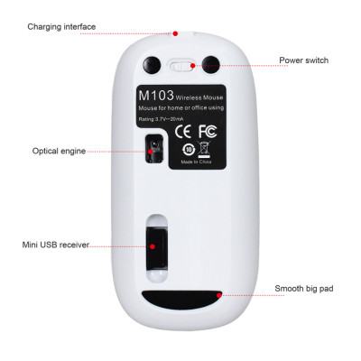 Chuột không dây sạc điện HXSJ M103 - Hàng chính hãng