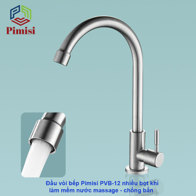 Vòi Chậu Rửa Bát Inox Mờ Pimisi PVB-12+DC Nước Lạnh Gắn Bồn Rửa Chén 1-2 Hố Của Phòng Bếp 1 Đường Nước Đơn | Chính Hãng