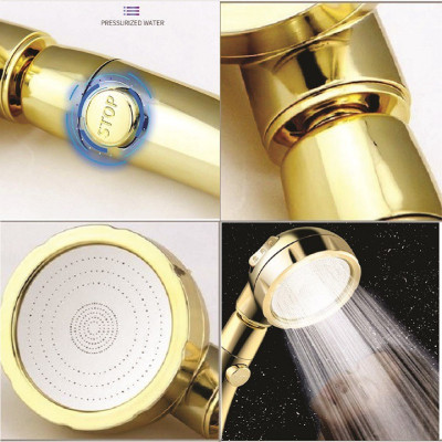  Vòi Sen Tăng áp Có Nút Khóa Nước 3 chế độ Phun, Xoay 360 độ Hàng Xịn - Vàng Gold 206783m