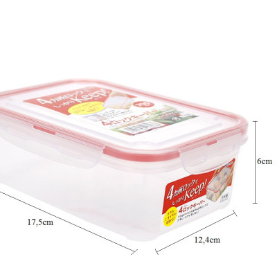 Combo 4 hộp nhựa chữ nhật bảo quản thực phẩm Inomata (Full size) - Có khóa nắp 4 chiều