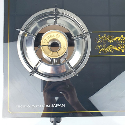 Bếp ga đôi Raiden đầu đốt đồng, mặt kính cường lực, hệ thống đánh lửa magneto-hàng chính hãng