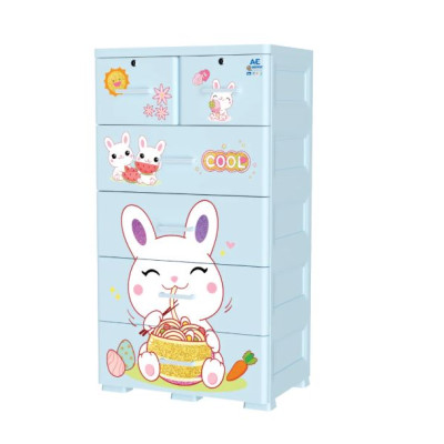 Tủ nhựa 5 tầng Qui Phúc AE màu xanh dương mẫu Rabbit KT 710 x 505 x 1310 mm _ Juno Sofa hàng lắp sẵn
