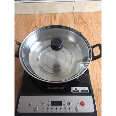 Bếp từ đơn Sunhouse SHD6160, Tặng kèm nồi lẩu D26 siêu tiện dụng, Phím bấm điện tử hiển thị tiếng Việt dễ dàng sử dụng- Hàng Chính Hãng