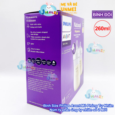 Bình sữa mô phỏng tự nhiên mới hiệu Philips Avent  cho trẻ từ 1 tháng tuổi (260ml-đôi)_SCY903.02