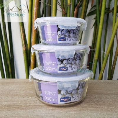 Hộp thủy tinh Lock&Lock Ovenglass chịu nhiệt cao dung tích từ 300ml đến 2L nắp PP khóa 4 cạnh chắc chắn