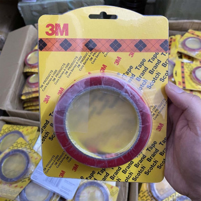 Băng dính 3M Hàng chuẩn 2 mặt đục và trong suốt loại 10mm 20mm dài 3mét, băng keo dán cường lực siêu dính ô tô, nội thất