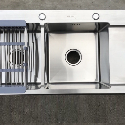 CHẬU RỬA BÁT CÓ BÀN INOX 304 CAO CẤP NHẬP KHẨU, GRBC 100x 48 cm