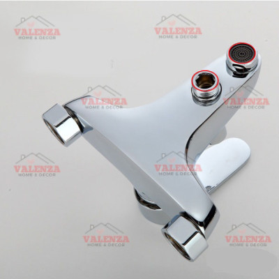 Bộ sen tắm nóng lạnh Valenza 1404 chất liệu đồng mạ crom kèm đầy đủ bát sen tắm tăng áp, dây sen tắm inox, cài sen, chân sen-Nước chảy mạnh