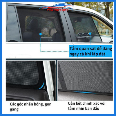 Bộ 4 rèm chắn nắng nam châm Mazda 3 2015-2016-2017-2018-2019 khung cố định chống tia UV