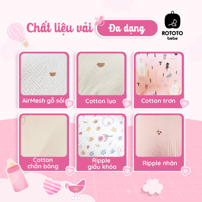 Gối chống trào ngược cho bé Rototo bebe cao cấp khắc phục tình trạng trào ngược dạ dày trẻ sơ sinh hiệu quả - Loại Cotton lụa mẫu mới nhất