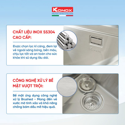 Chậu rửa bát inox KONOX Workstation – Undermount sink KN8046SU