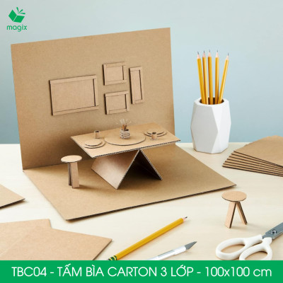 TBC04 - 100x100 cm - 5 tấm bìa carton 3 lớp nguyên tấm cứng cáp, bìa gói hàng, bìa mô hình