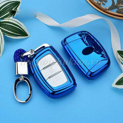 Ốp silicon bảo vệ chìa khóa xe Hyundai i10, Hyundai Elantra, Hyundai Tucson, Hyundai Santafe 2016-2018… kèm móc đeo INOX