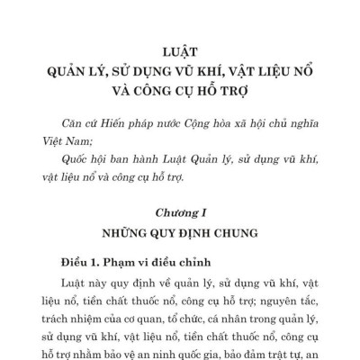 Luật quản lý, sử dụng v.ũ k.h.í vật liệu n.ổ và công cụ hỗ trợ năm 2024 - bản in 2024