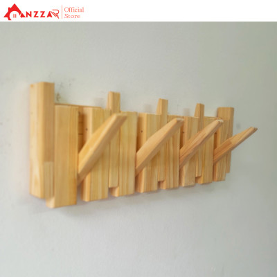Móc gỗ treo tường Anzzar, móc treo quần áo, phụ kiện, giá gỗ treo quần áo-MT04