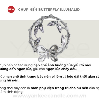 Chụp nến trang trí Yankee Candle - Matte Silver Butterfly