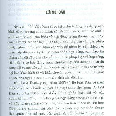 PHÁP LUẬT VỀ HỢP ĐỒNG TRONG THƯƠNG MẠI VÀ ĐẦU TƯ - Những Vấn Đề Pháp Lý Cơ Bản (Sách chuyên khảo) (Xuất bản lần thứ tư có sửa chữa, bổ sung)