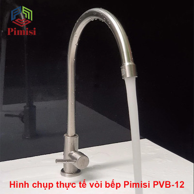 Vòi Chậu Rửa Bát Inox Mờ Pimisi PVB-12+DC Nước Lạnh Gắn Bồn Rửa Chén 1-2 Hố Của Phòng Bếp 1 Đường Nước Đơn | Chính Hãng