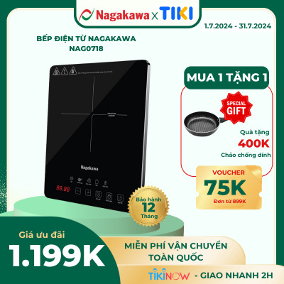 [HỘP QUÀ TẾT] [TẶNG KÈM NỒI LẨU 280x75mm] Bếp từ đơn Nagakawa NAG0718 (2000W) - 5 chương trình nấu - Bảo hành 1 năm - Hàng chính hãng