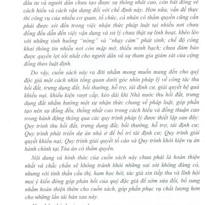 Quy Trình Pháp Lý Thu Hồi Đất, Trưng Dụng Đất, Bồi Thường, Hỗ Trợ, Tái Định Cư Và Giải Quyết Khiếu Nại, Tố Cáo, Khởi Kiện Của Người Có Đất Thu Hồi, Trưng Dụng