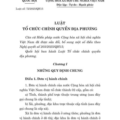 Luật Tổ chức chính quyền địa phương năm 2025