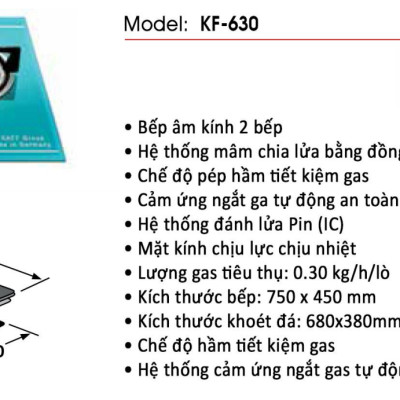 Bếp gas âm đôi KAFF KF-630 - Sản phẩm chính hãng